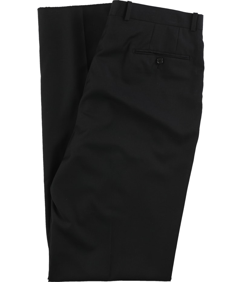 Alfani Mens Solid Black Straight Leg Slacks Dress Pants