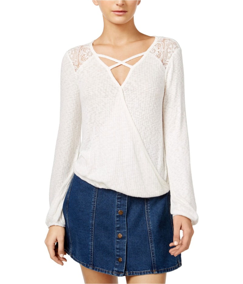 American Rag Womens Mesh Surplice Shell Blouse