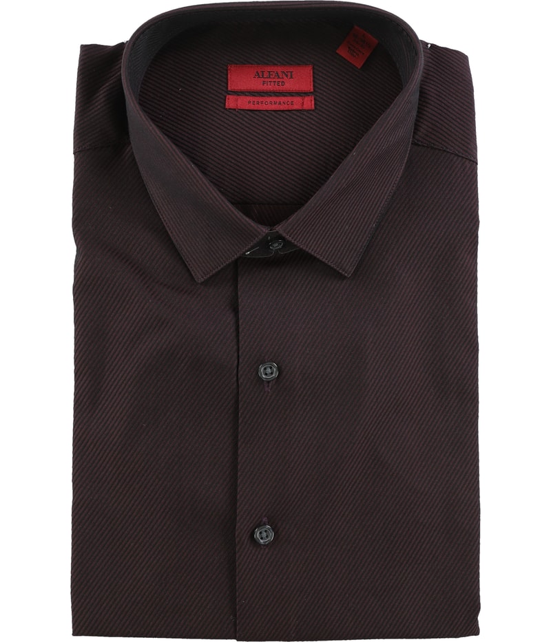 Alfani Mens Striped Button Down Dress Shirt