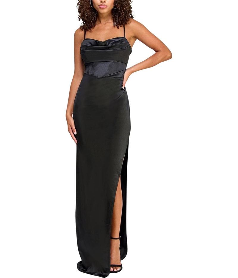 Emerald Sundae Womens Satin Gown Dress