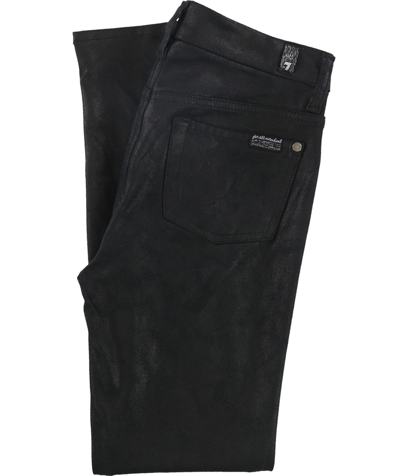 7 For All ManKind Womens Faux Leather Ankle Tapered Skinny Jeans