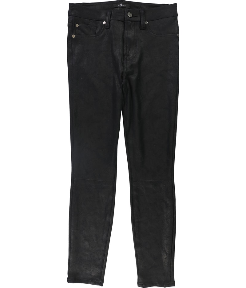 7 For All ManKind Womens Faux Leather Ankle Tapered Skinny Jeans