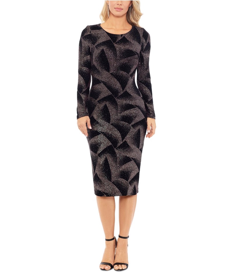 Betsy & Adam Womens Glitter Knit Shirt Dress