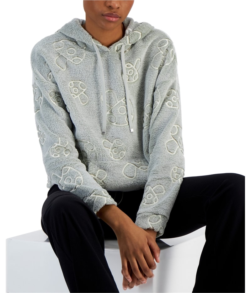 PLANET HEART Womens Embossed Plush Hoodie Sweatshirt