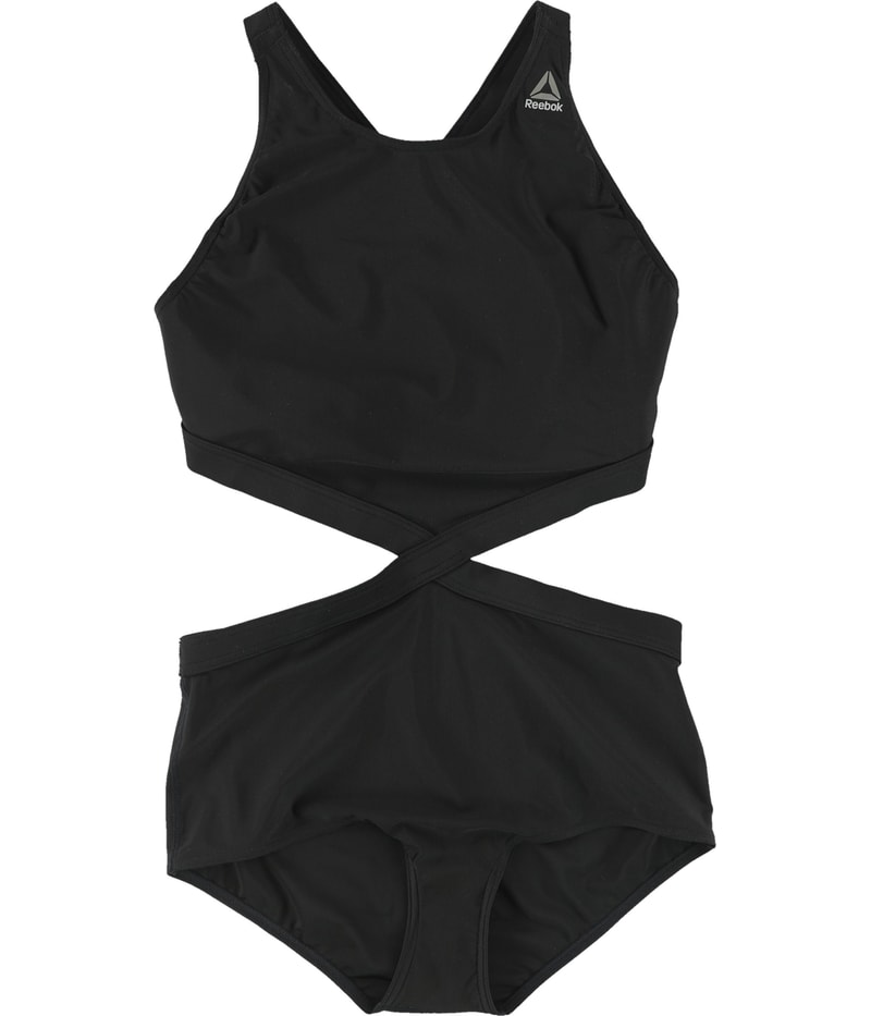Reebok Womens Solid One Piece Halter Top Swimsuit