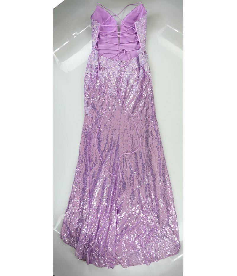 Say Yes to the Prom Womens Sequins Maxi Gown Dress in Light Purple, image 2 of 2