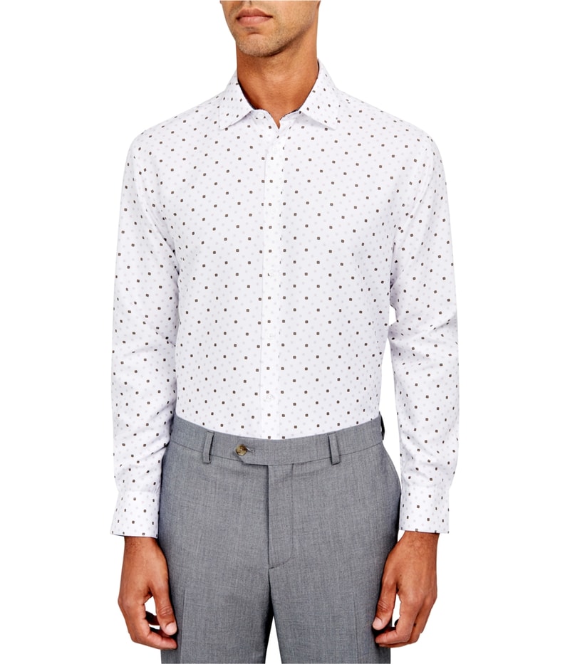 CALABRUM Mens Geometric Button Down Dress Shirt