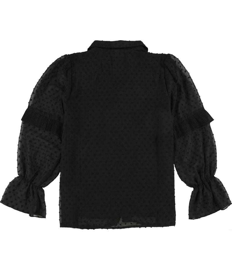 NY Collection Womens Textured Ruffle Tunic Blouse