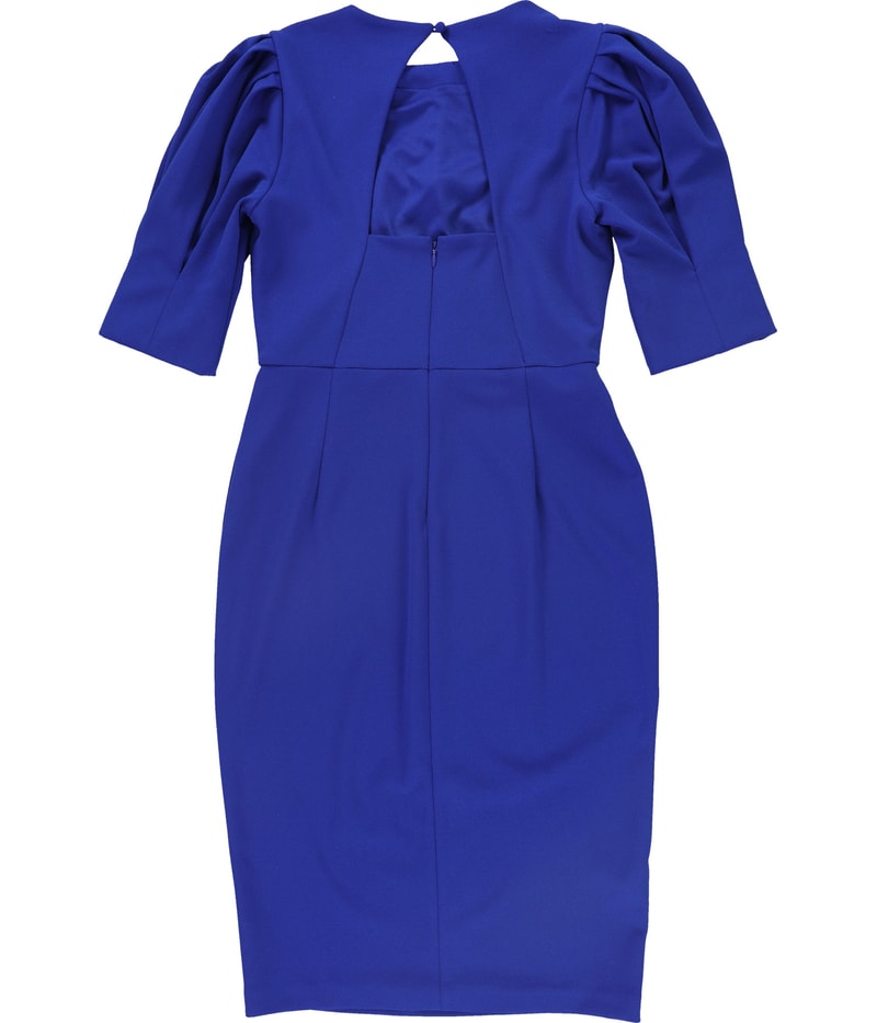 Calvin Klein Womens Solid Pleated Neckline Sheath Dress