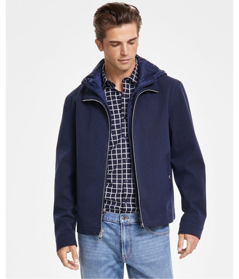 Michael Kors Mens Removable Hood Bomber Jacket