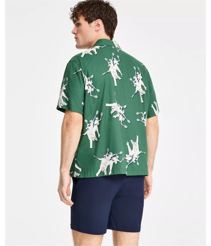 Lacoste Mens Relaxed-Fit Rene Short-Sleeve Button Up Shirt, view 4