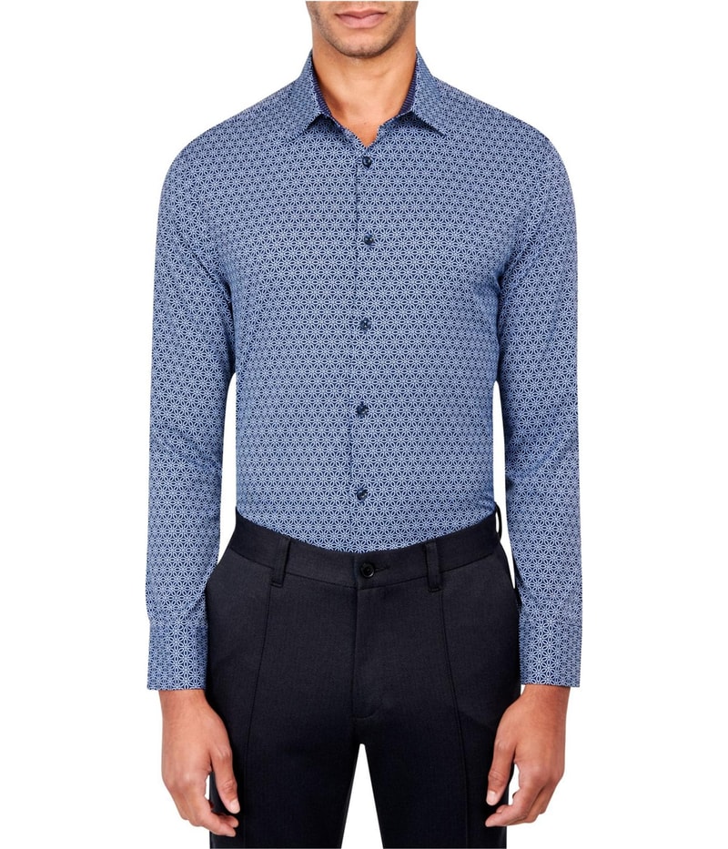 Con.Struct Mens Geometric Print Button Down Dress Shirt