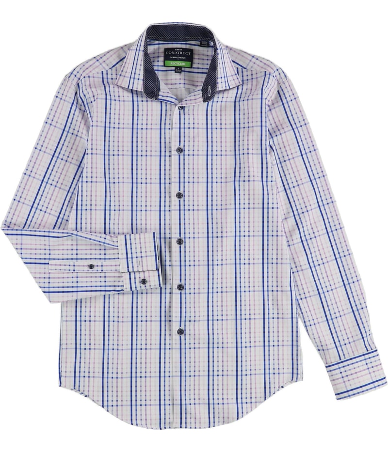 Con.Struct Mens Gingham Style Button Down Dress Shirt