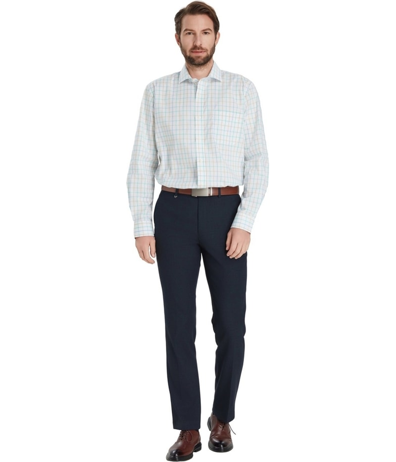 Club Room Mens Windowpane Plaid Button Down Dress Shirt