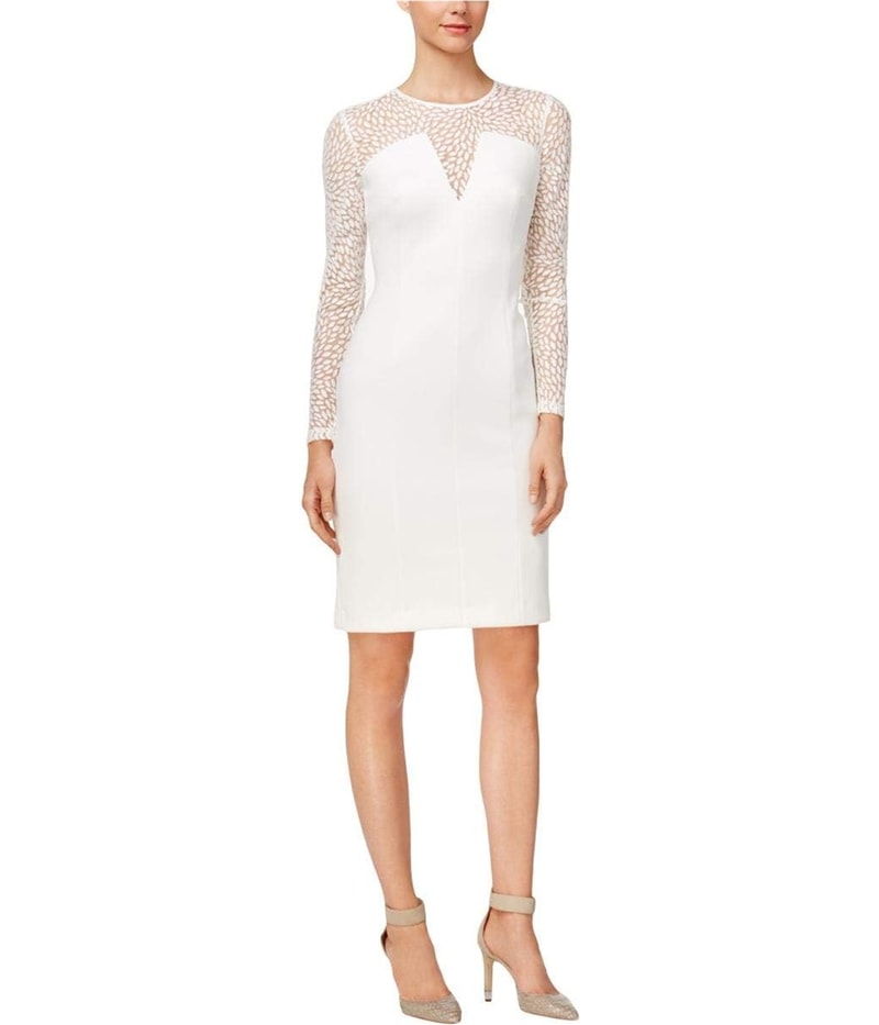 Calvin Klein Womens Illusion Yoke Sheath Dress