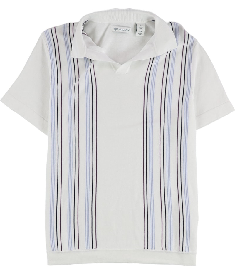 CubAvera Mens Striped-Panel Polo Shirt