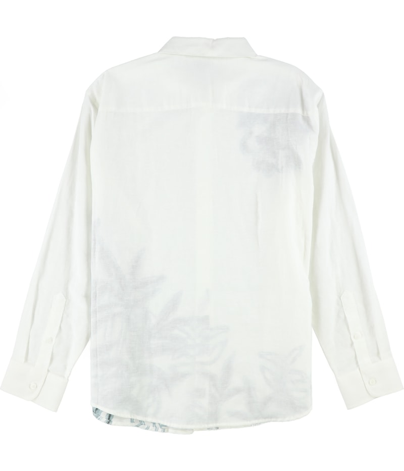 CubAvera Mens Reverse Asymmetric Print Button Up Shirt, view 2