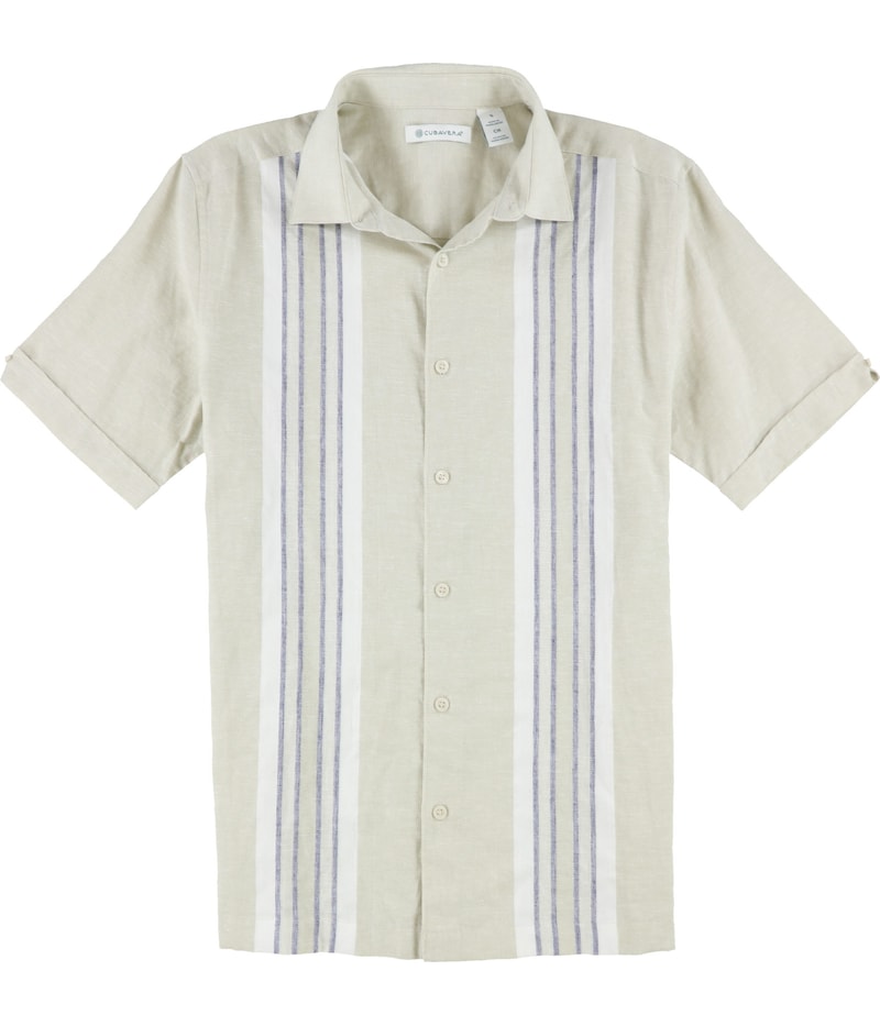 CubAvera Mens Engineered Stripe Panel Button Up Shirt
