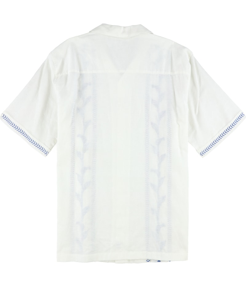 CubAvera Mens Embroidered Leaf Button Up Shirt, view 2