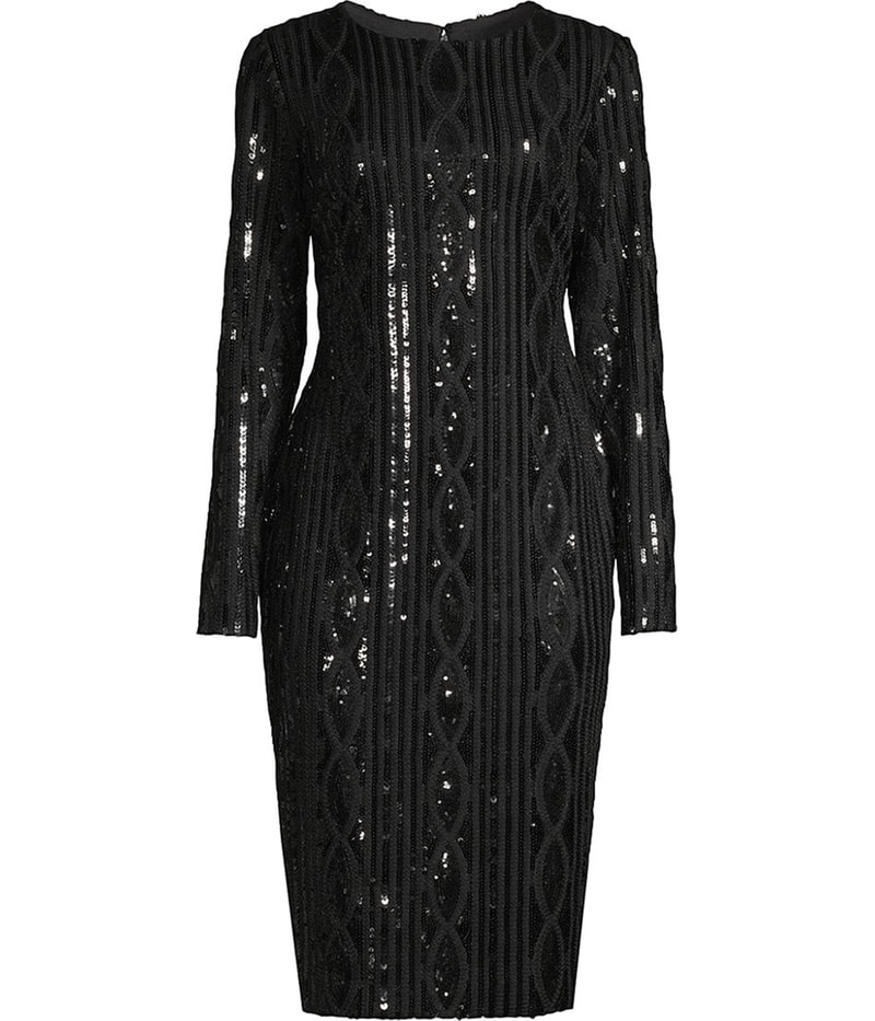 DONNA KARAN NEW YORK Womens Sequin Cable Midi Dress