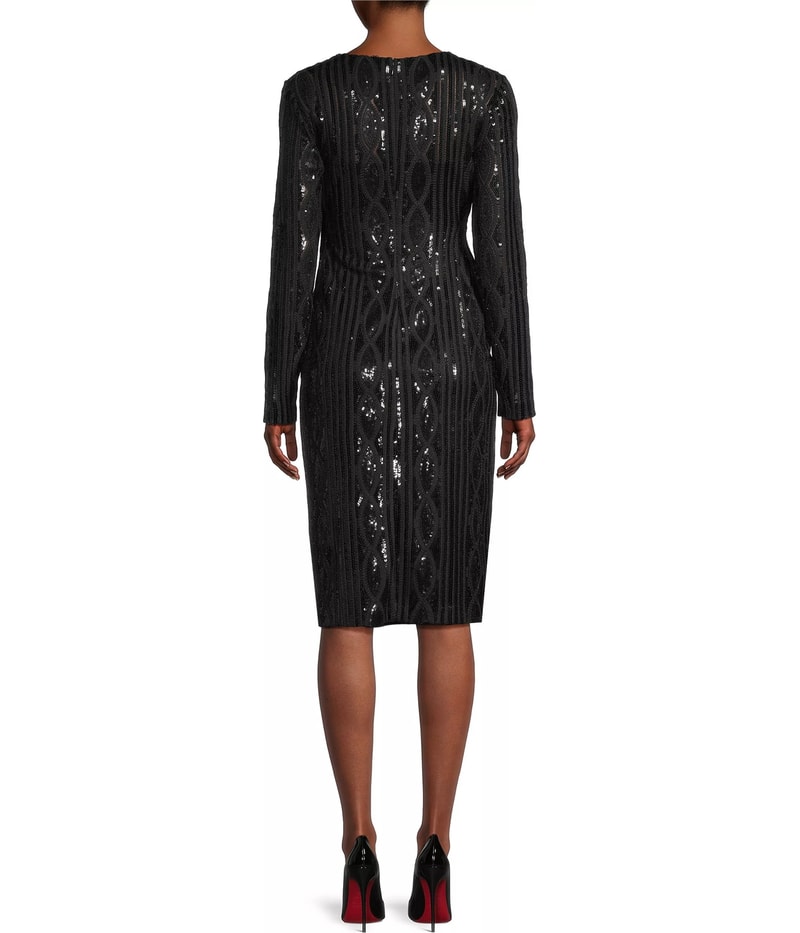 DONNA KARAN NEW YORK Womens Sequin Cable Midi Dress