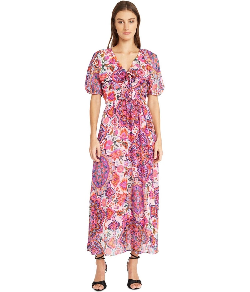 Donna Morgan Womens Floral Maxi A-line Dress