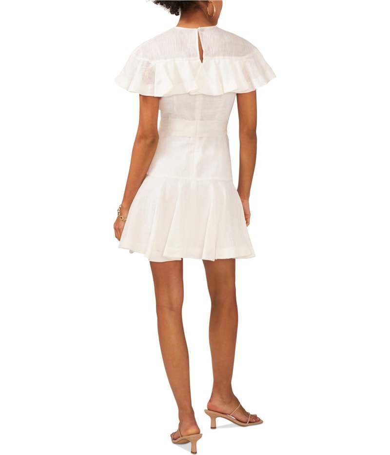 CeCe Womens Belted Ruffled Mini Fit & Flare Dress