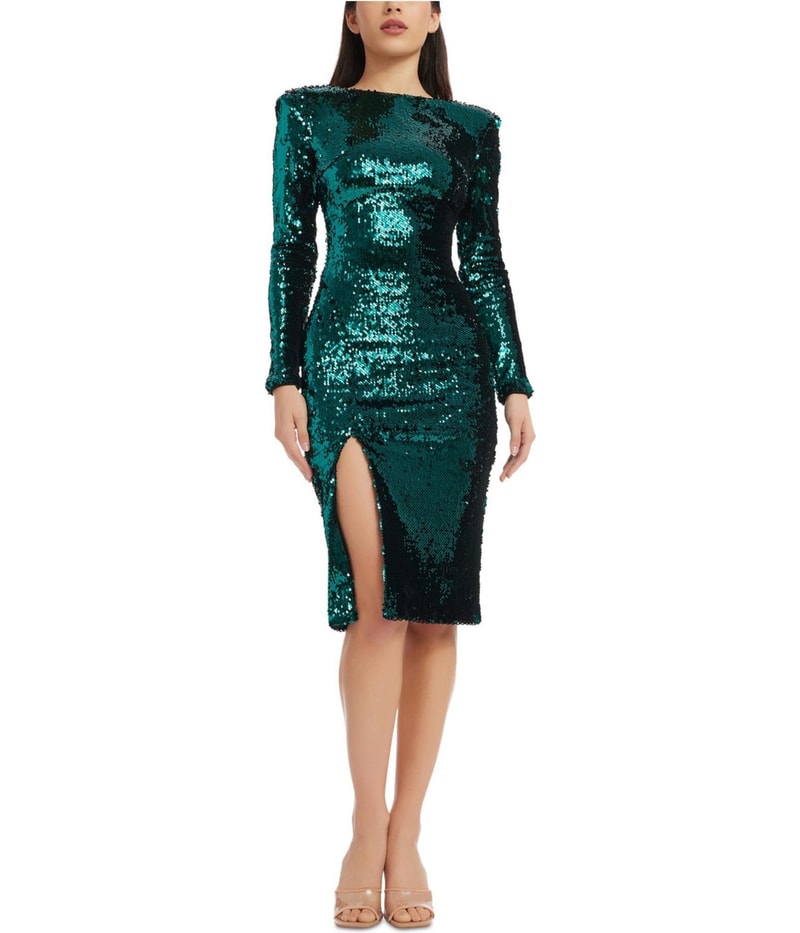 Dress the Population Womens Natalie Sequined Bodycon Dress