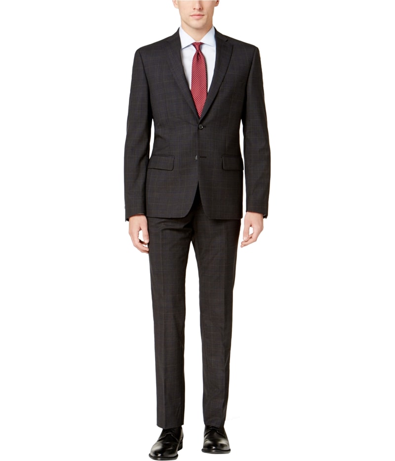 DKNY Mens Plaid Straight Leg Slacks Dress Pants