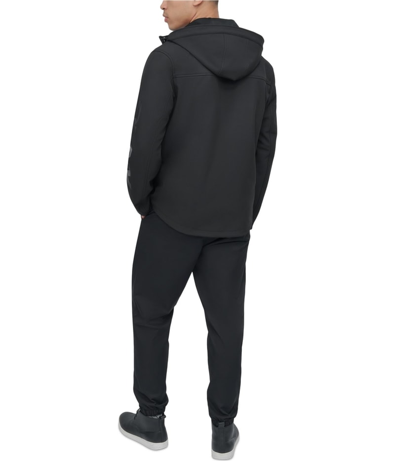 DKNY Mens Zip-Front Hooded Logo Windbreaker Jacket