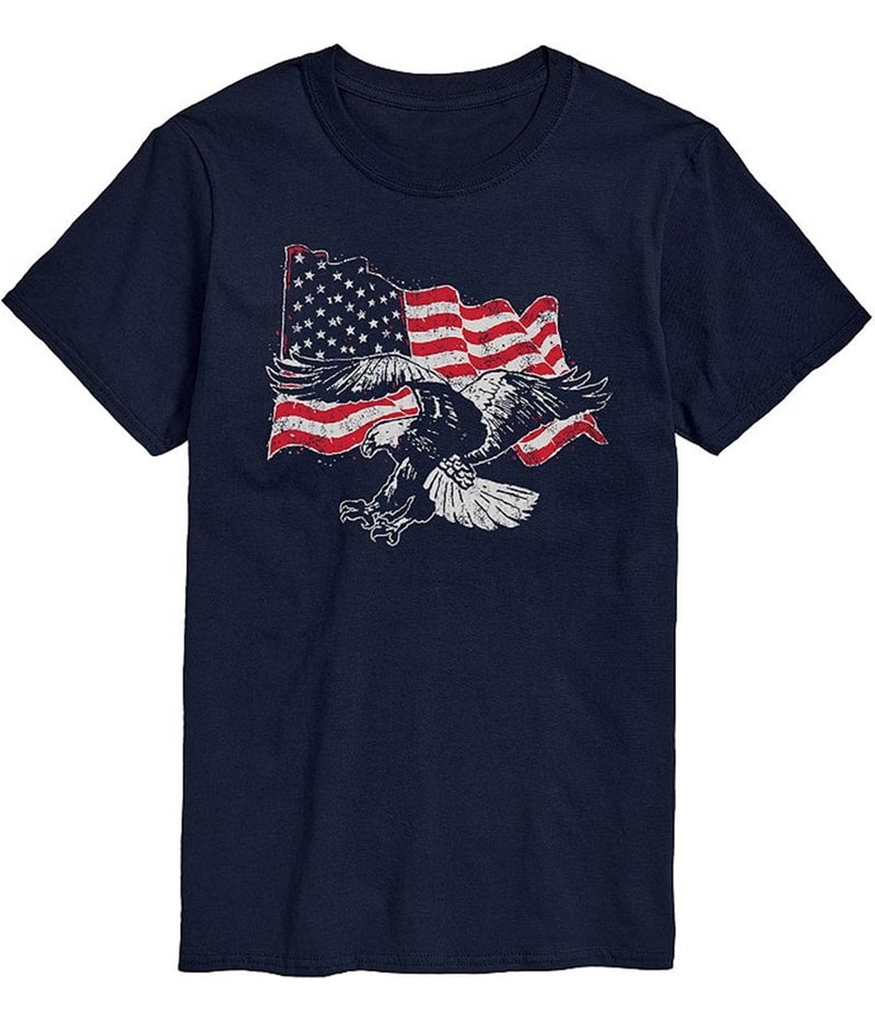 Gildan Mens Eagle Flag Graphic T-Shirt