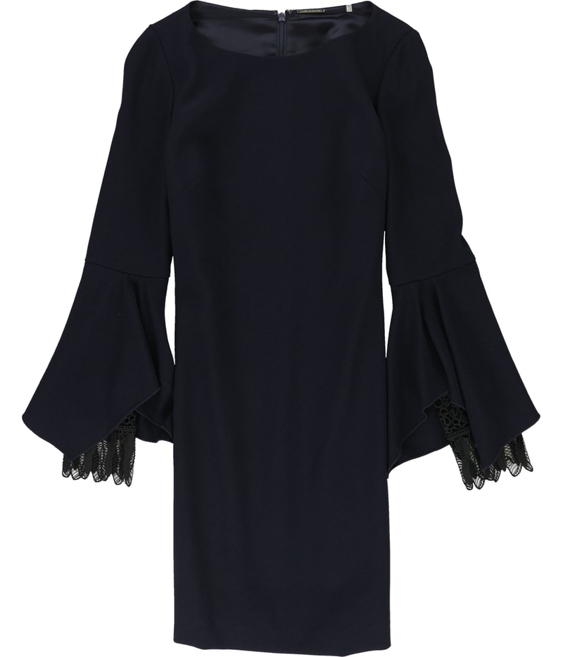 Tahari Womens Dori Flutter Shift Dress
