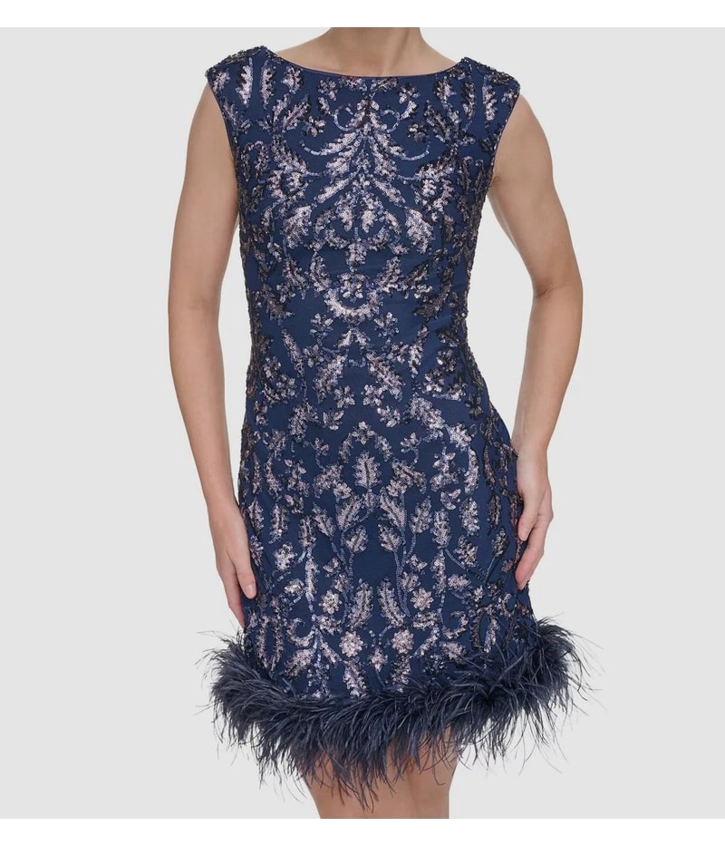 Eliza J Womens Feather Hemline Midi Dress
