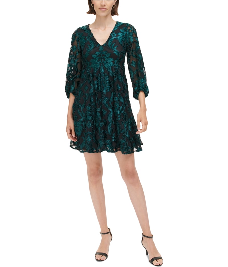 Eliza J Womens Embroidered Mini A-line Dress