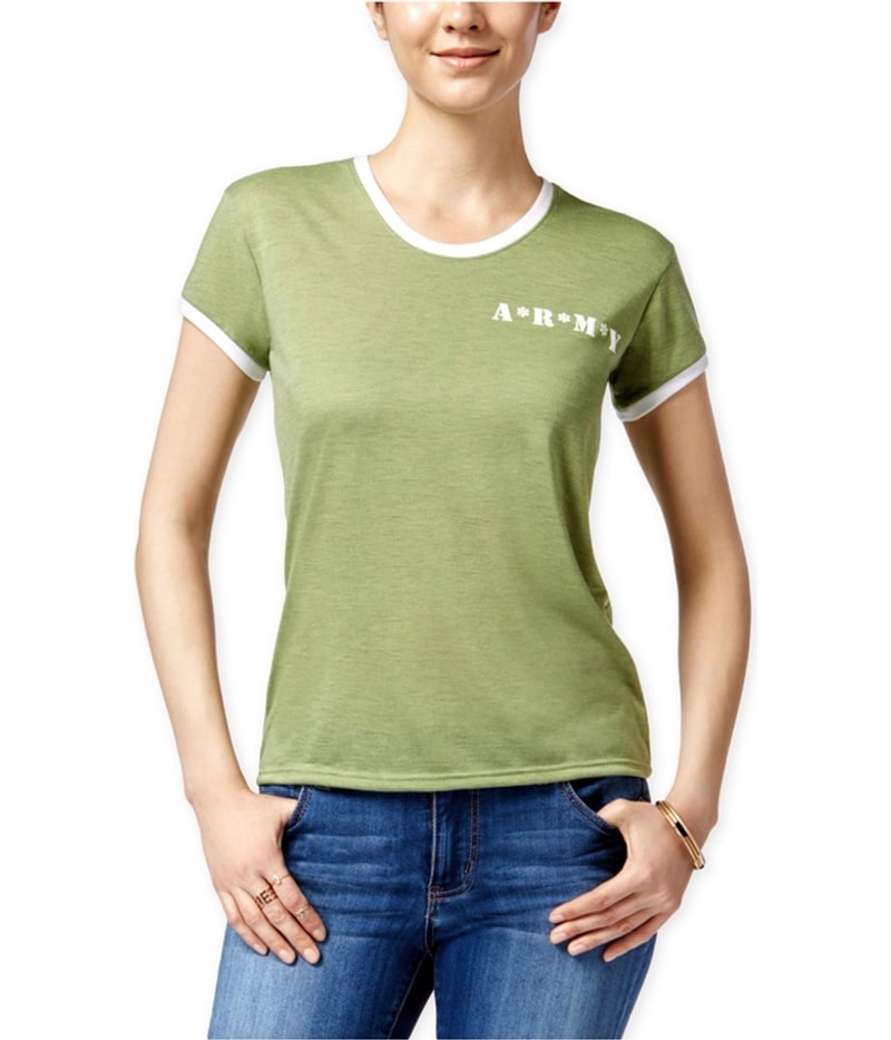 Mighty Fine Womens Army Ringer Graphic T-Shirt