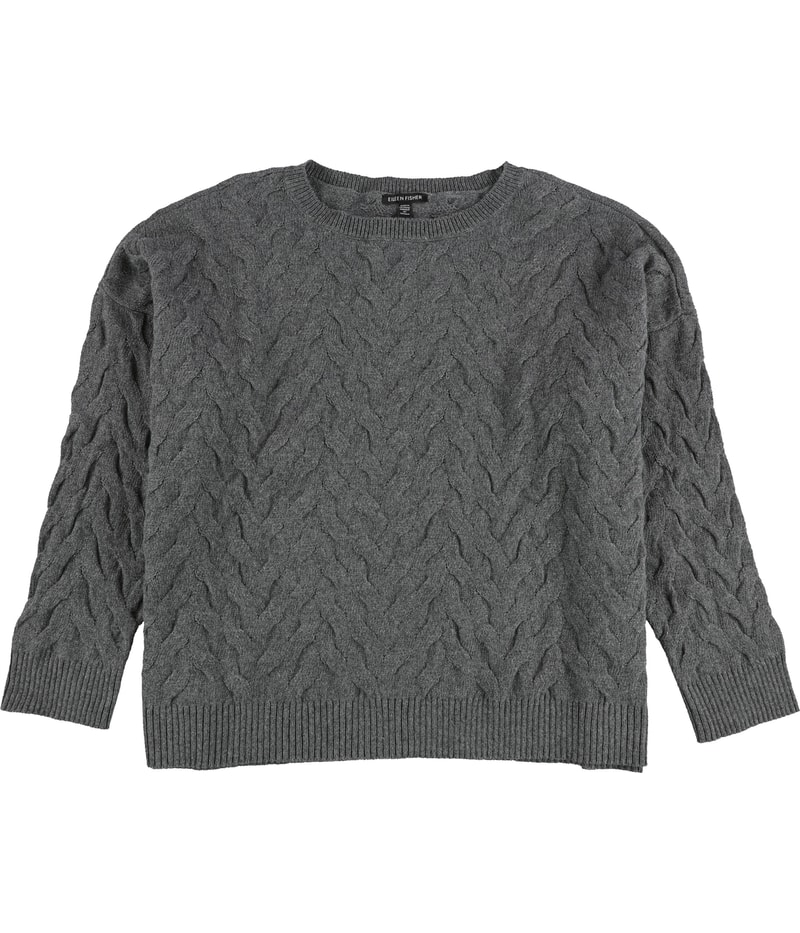 Eileen Fisher Womens Cable Knit Pullover Sweater