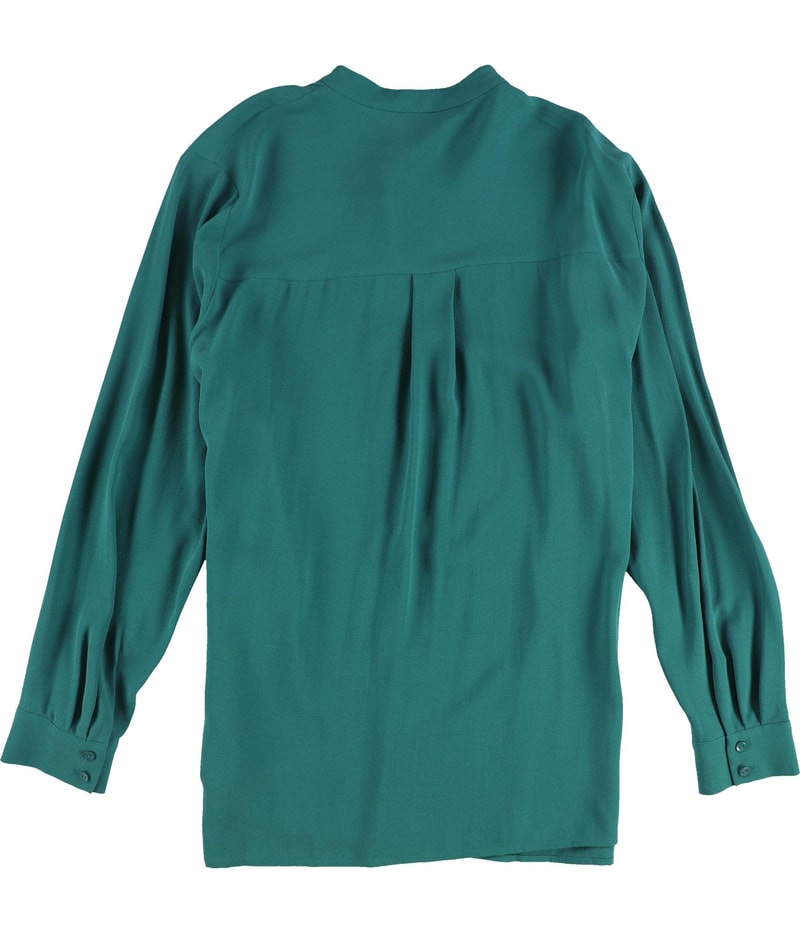 Eileen Fisher Womens Mandarin Collar Button Up Shirt