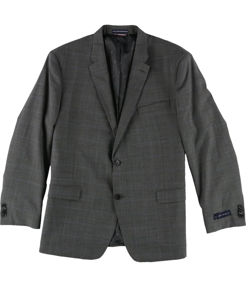 Tommy Hilfiger Mens Windowpane Two Button Blazer Jacket