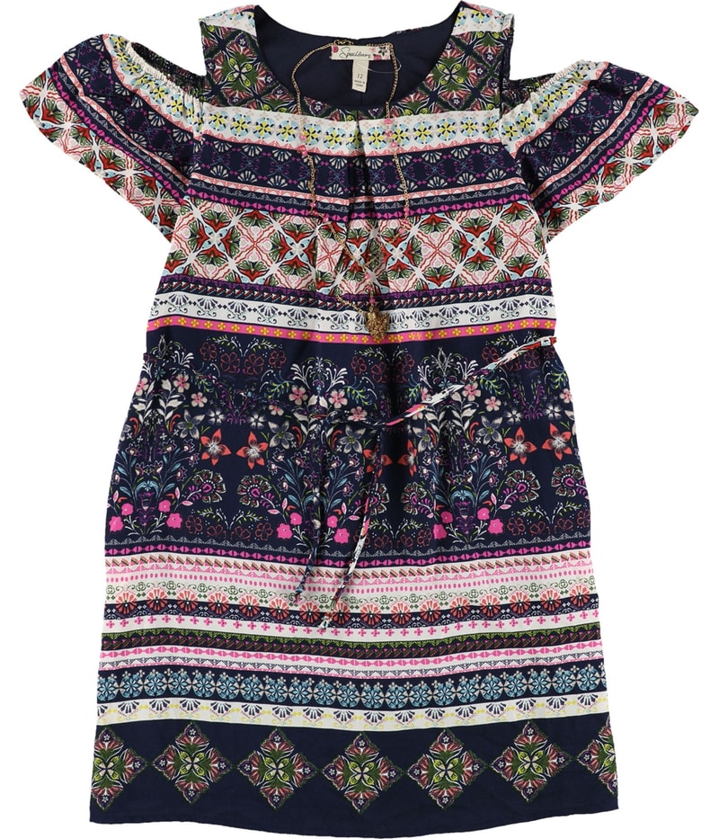 Speechless Girls Graphic Printed Off-Shoulder Dress