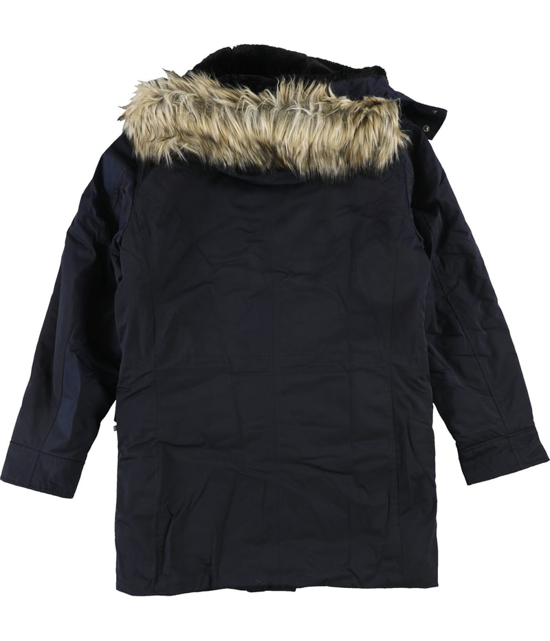 Ryan Seacrest Mens Luxe Twill Faux-Fur Parka Coat in Navy, image 2 of 2