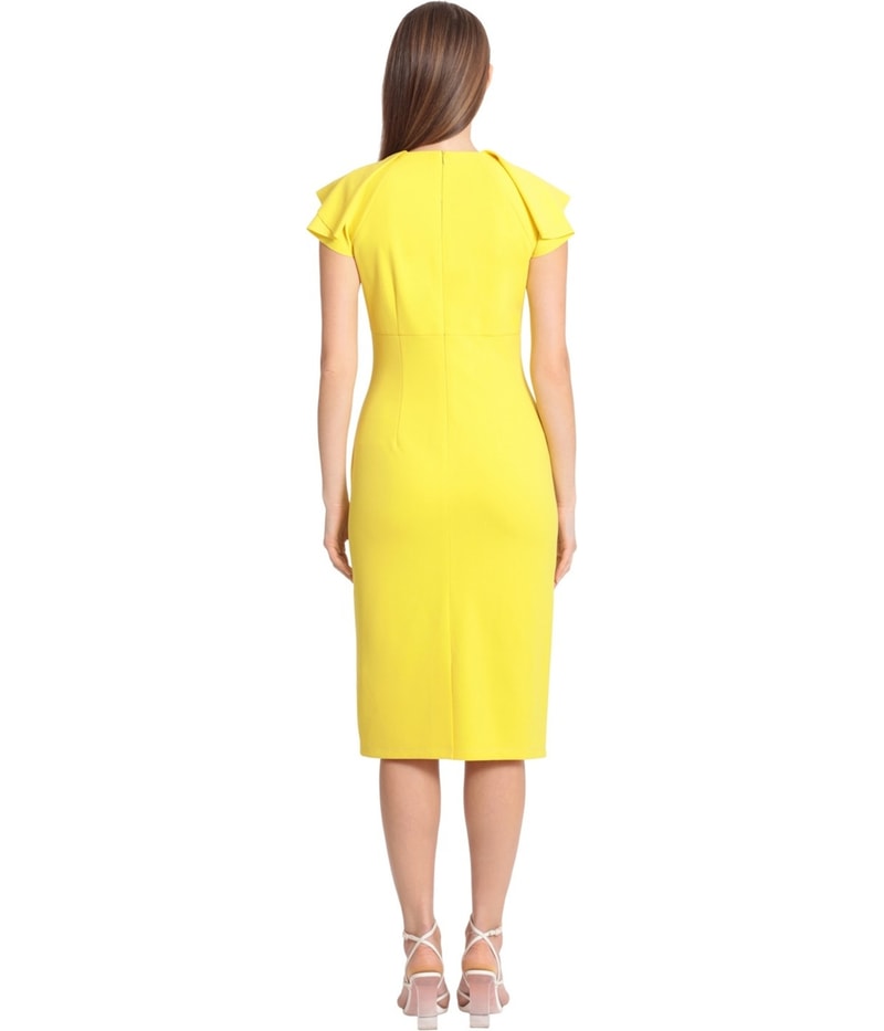 MAGGY LONDON Womens Pleated Sleeve Midi Dress