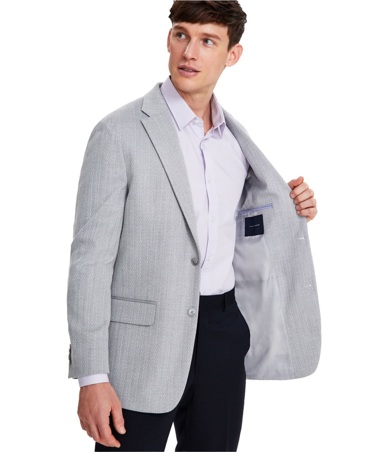 Tommy Hilfiger Mens Modern-Fit Herringbone Sport Coat Two Button Blazer Jacket