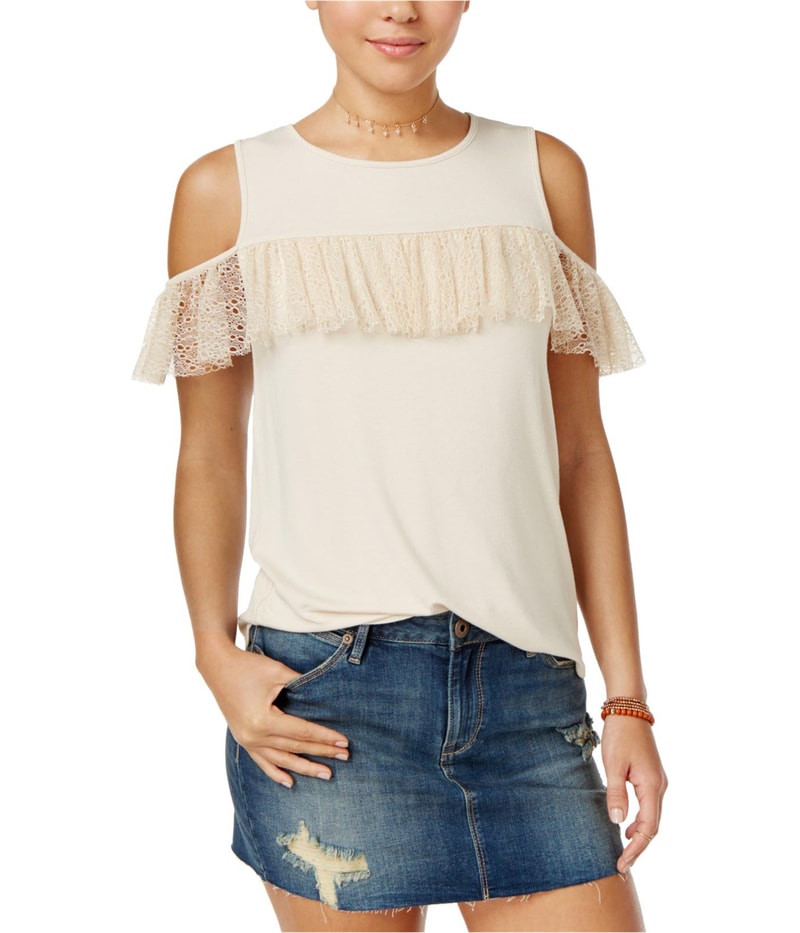 Gypsies & Moondust Womens Ruffle Trim Knit Blouse