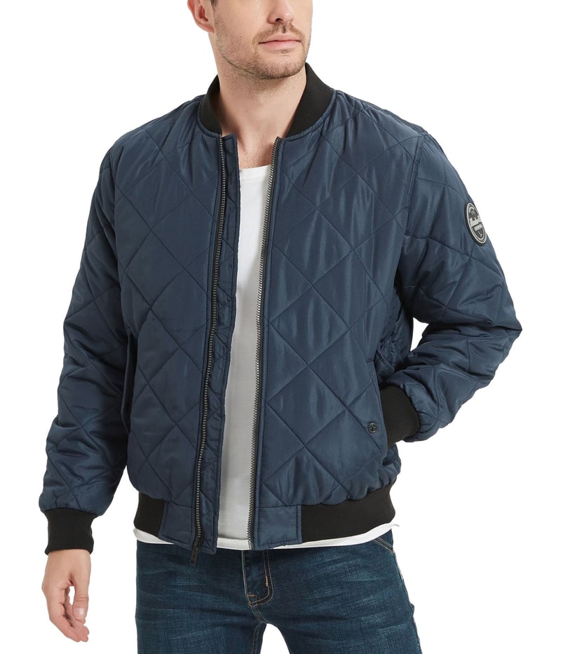 Hawke & Co. Mens Diamond Quilted Bomber Jacket