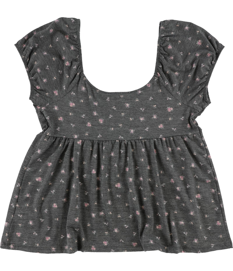 Hippie Rose Womens Button Neck Baby Doll Blouse