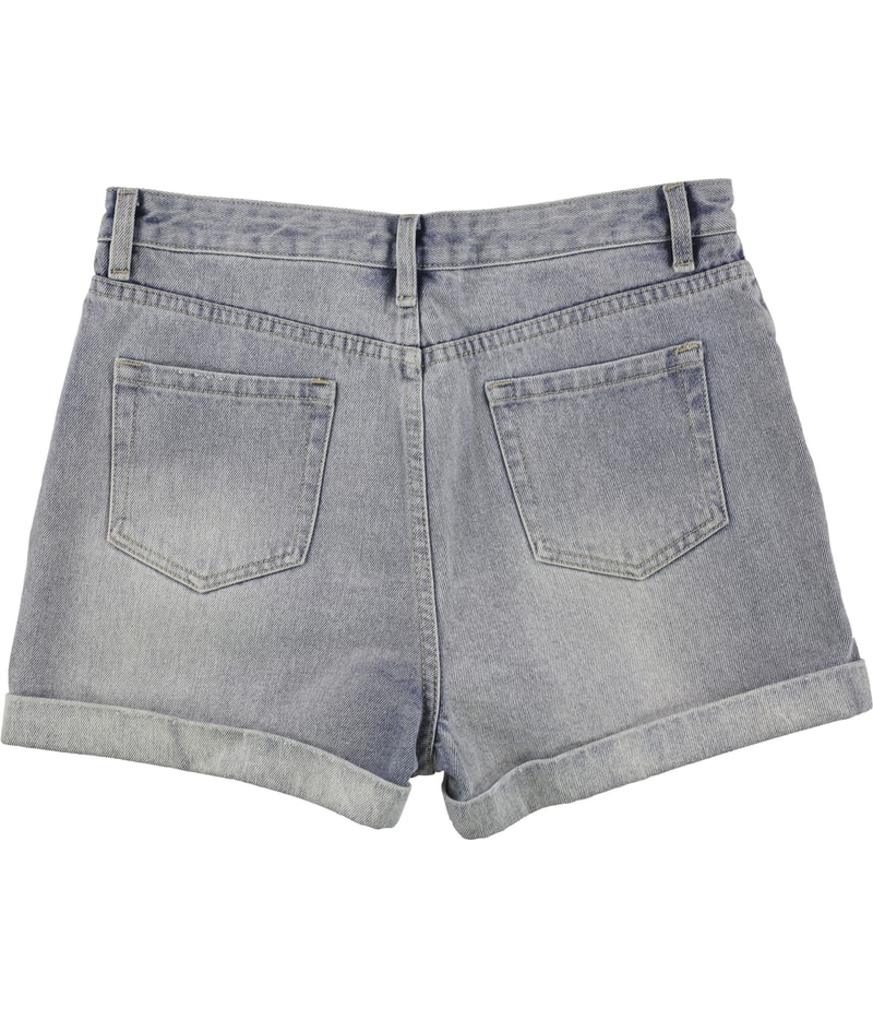 MinkPink Womens Floral Patched Casual Denim Shorts, view 2