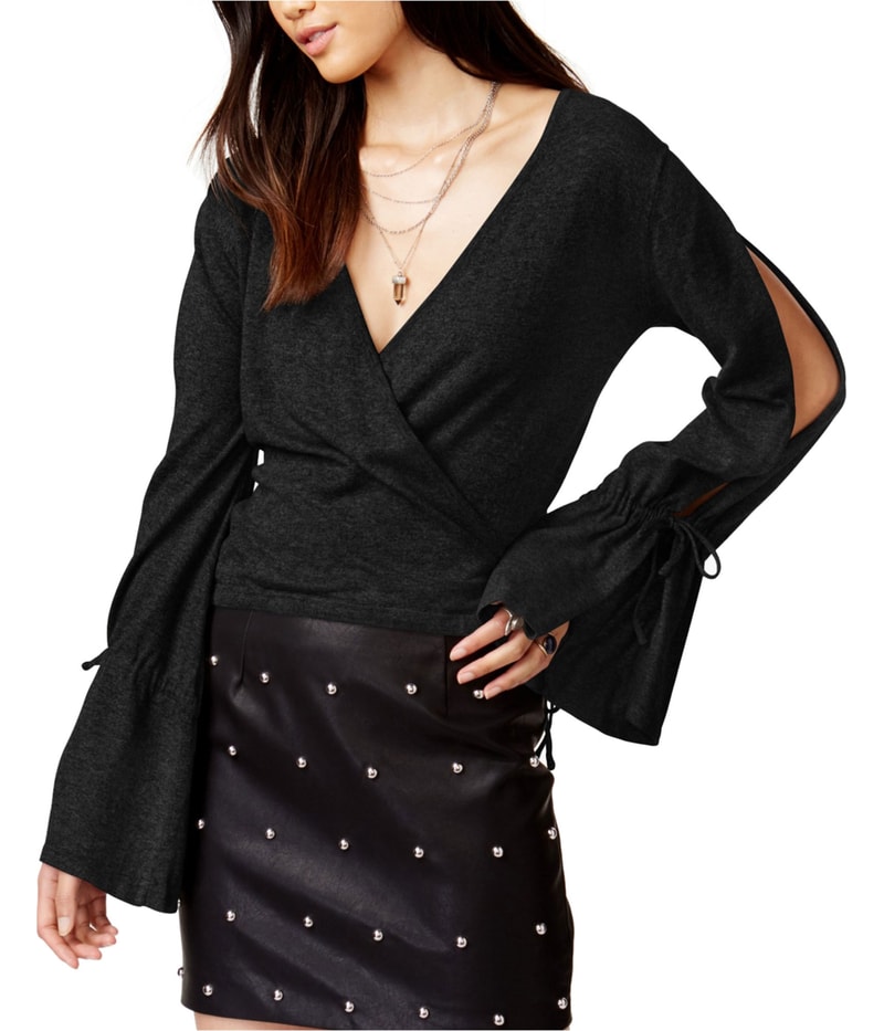 MinkPink Womens Surplice Wrap Knit Sweater