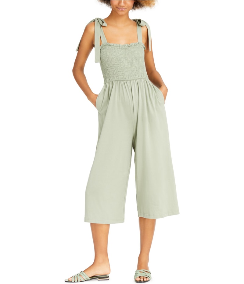 Mink Pink Womens Smocked Tie-Shoulder Jumpsuit