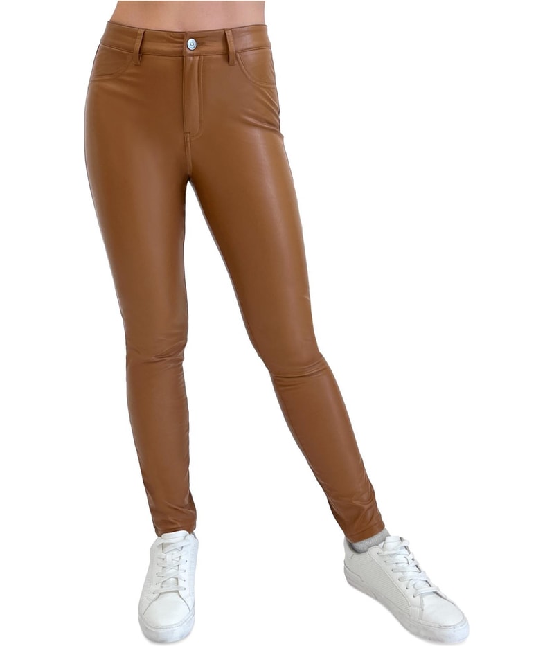 Rewash Womens High Rise Faux Leather Tapered Leggings Casual Pants