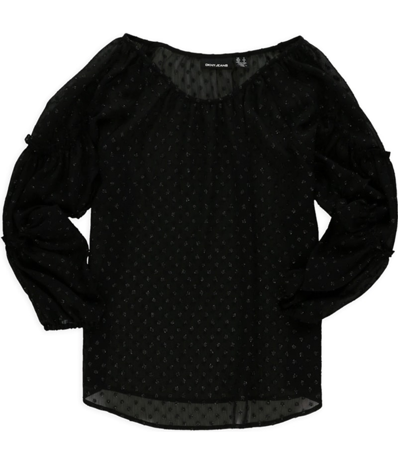 DKNY Womens Sheer Shimmer Tunic Blouse